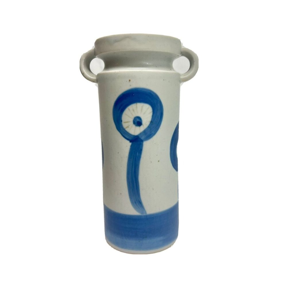 UCTCI Japan Abstract Flower Vase MCM Scandinavian Style Vintage Blue White